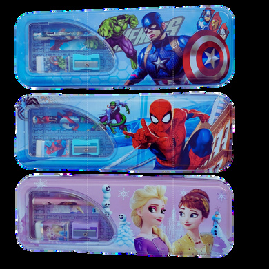 Cartoon Metal Pencil Box (with Stationery included)