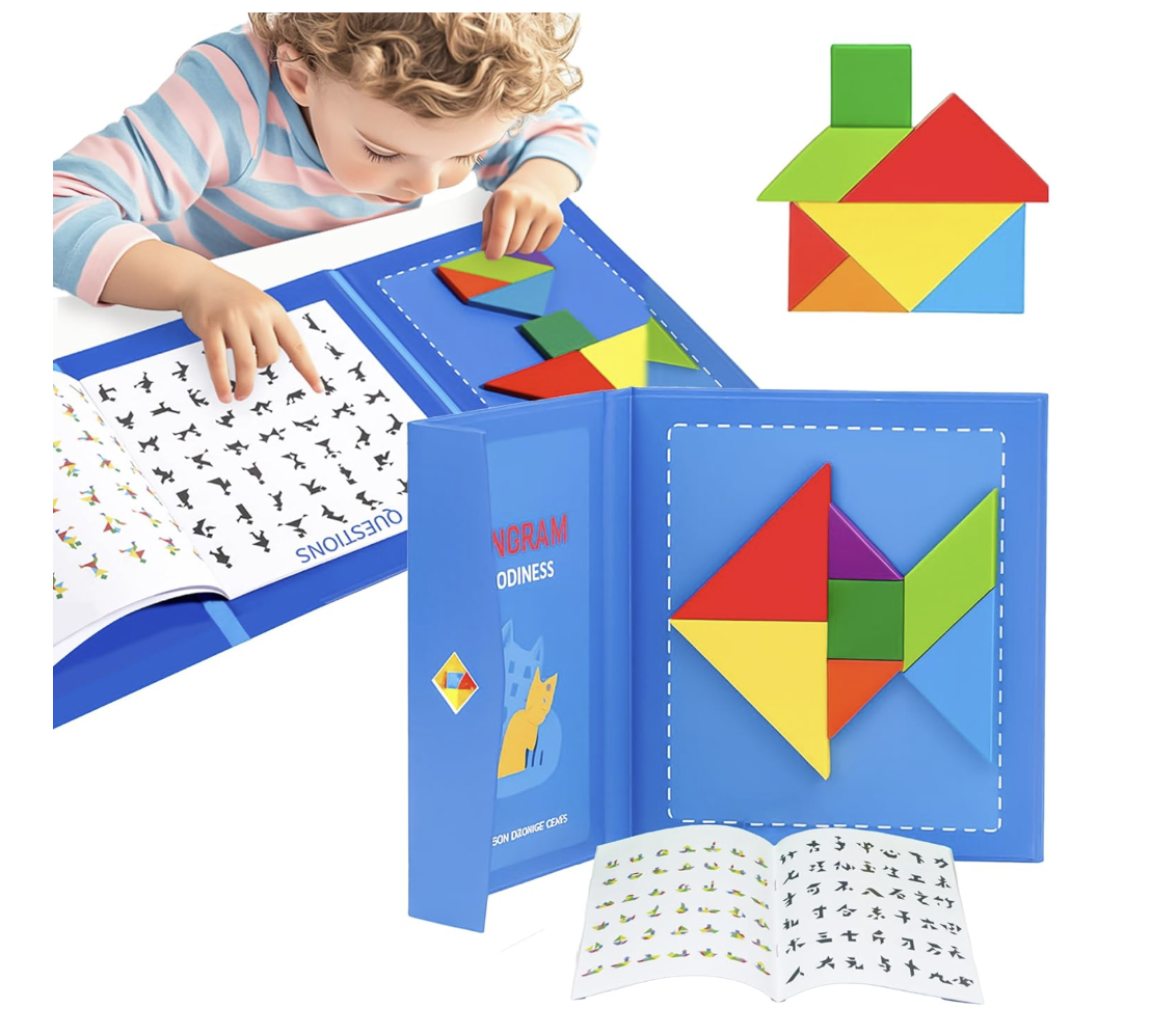 Magnetic Wooden Tangram Puzzle Toy for Kids