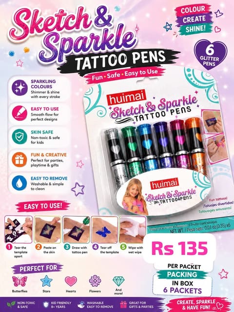 SKETCH AND SPARKLE TATTOO PENS