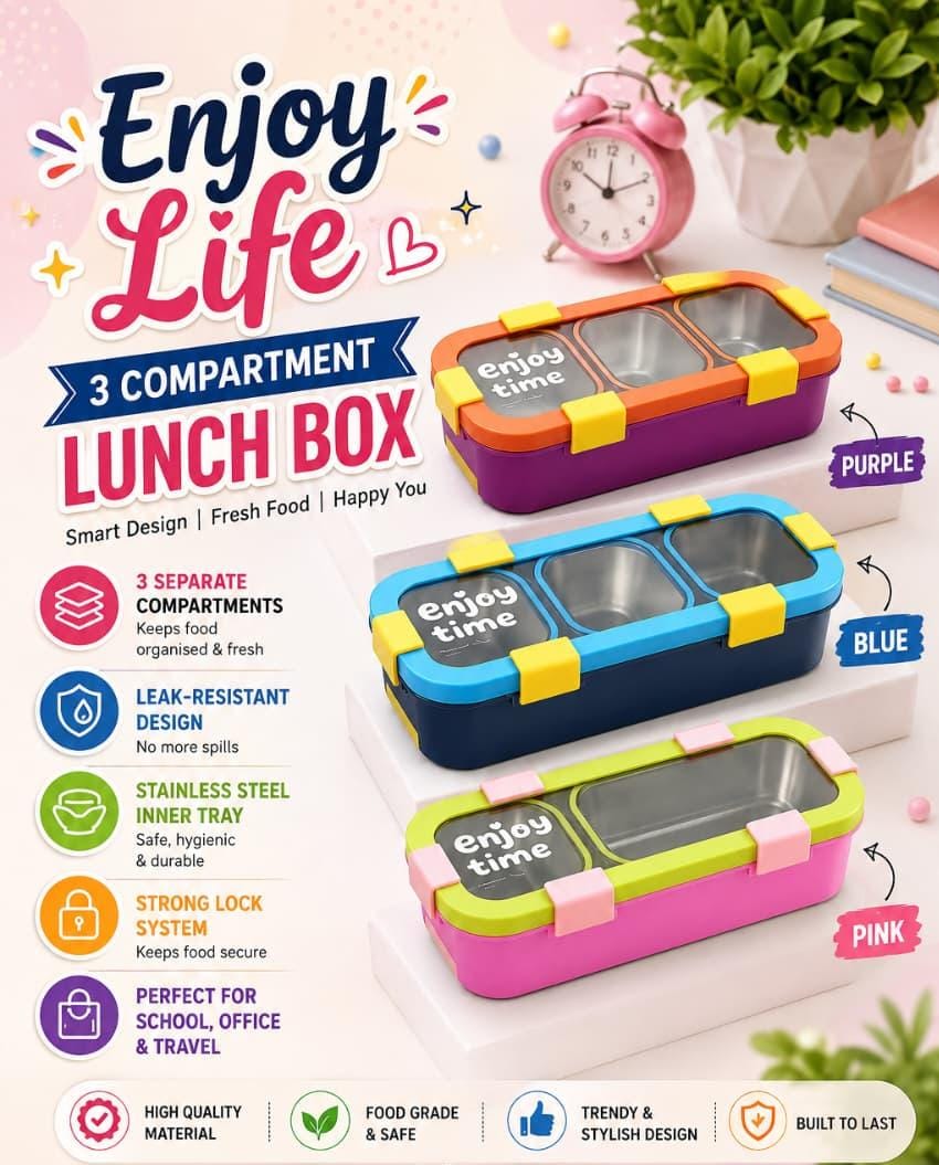 ENJOY LIFE 3 COMPARTMENT LUNCH BOX