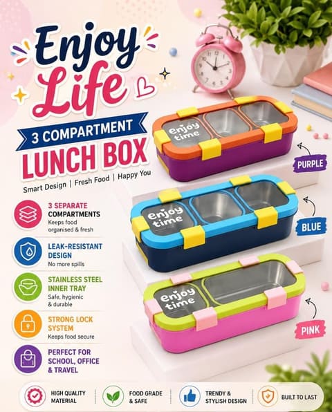 ENJOY LIFE 3 COMPARTMENT LUNCH BOX
