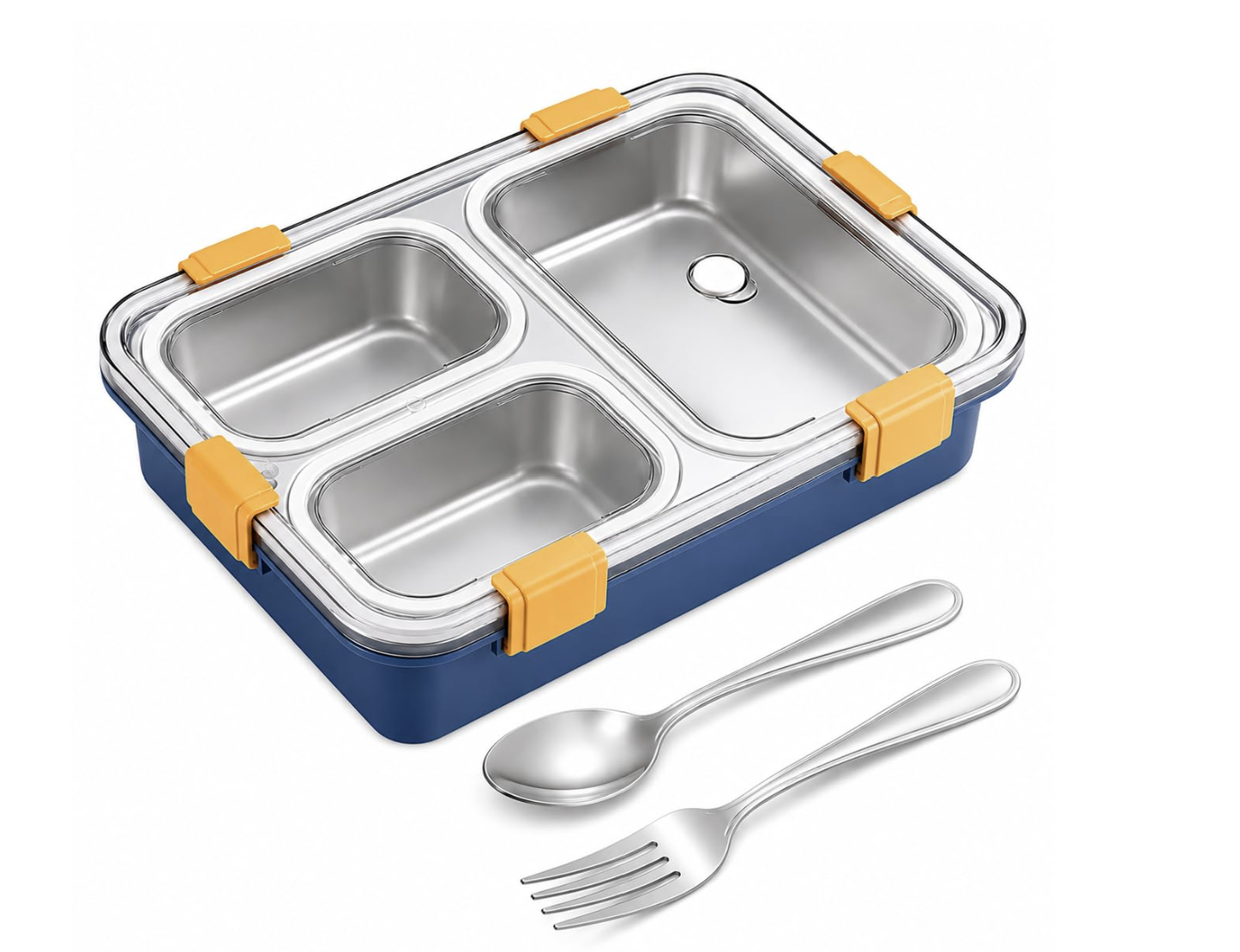 Plain Steel Lunch box with spoon