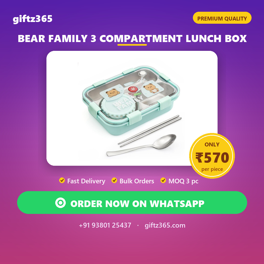 Bear Family 3 Compartment Stainless Steel lunch box 2