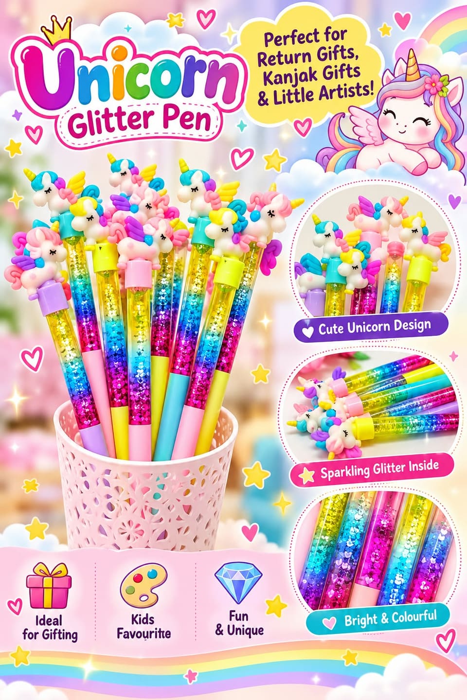 Unicorn Glitter Gel Pens