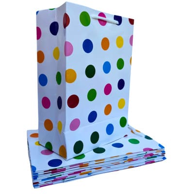 Polka Dot Gift Bags (9X6X3.5 Inches)